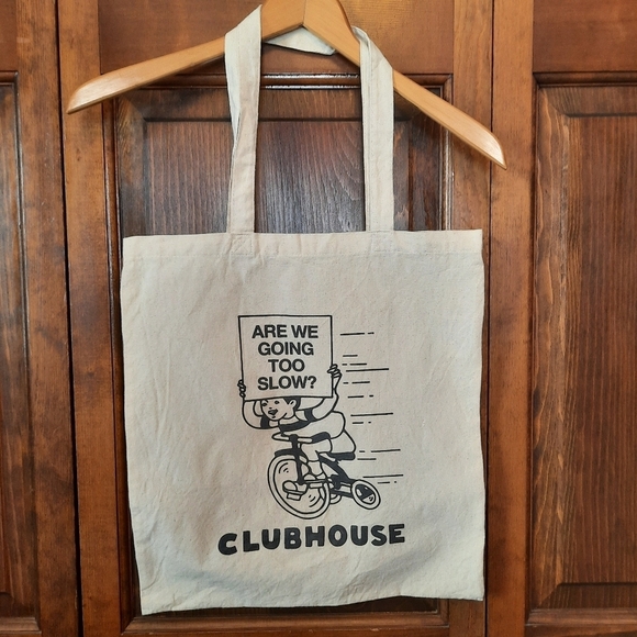 Bag Edge 100% cotton "Are We Going Too Slow?" Clubhouse reusable tote bag - Picture 1 of 6